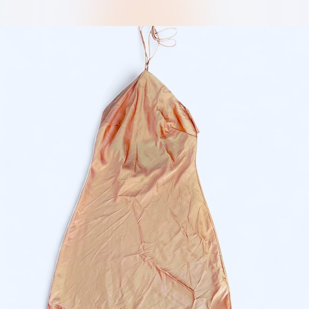 Elegant Peach Satin Slip Dress